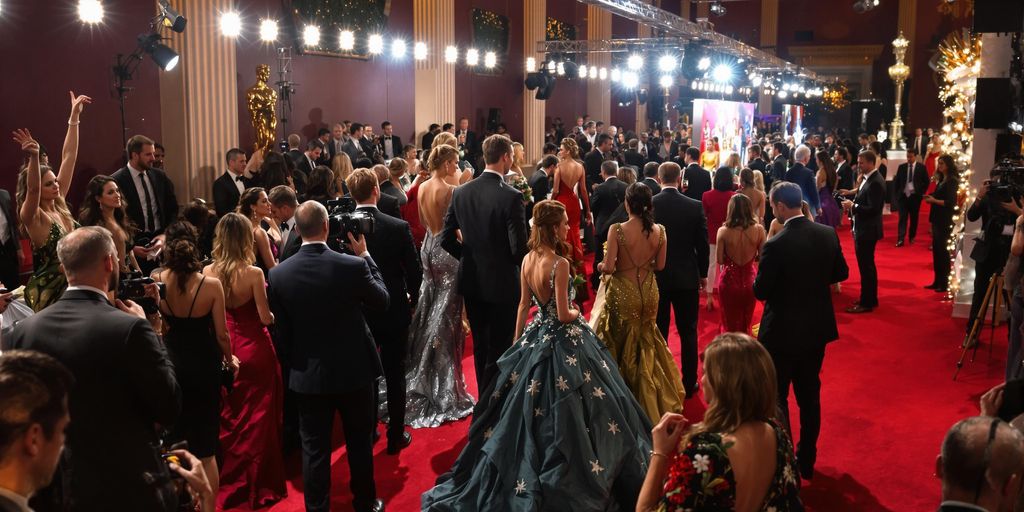 Celebrities at a glamorous red carpet event.