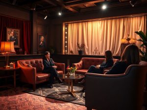 Interviuri celebre cu vedete, atmosfera intimă și elegantă.