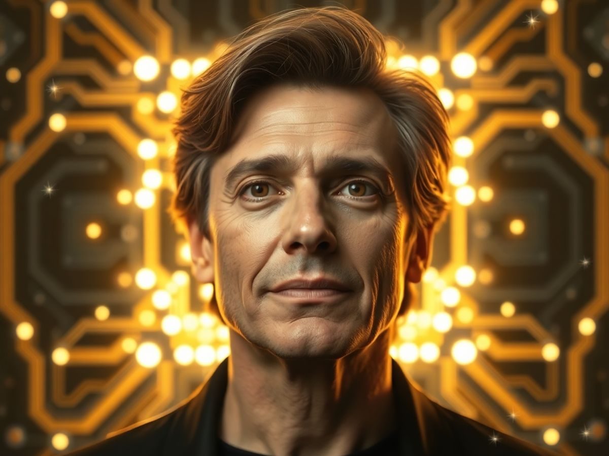 Vedetă, tehnologie, inovație, stele, chipuri, lumini, circuit